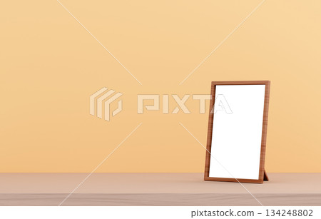 3D material_Photo frame_Yellow background 3D material_Photo frame_Yellow background 134248802