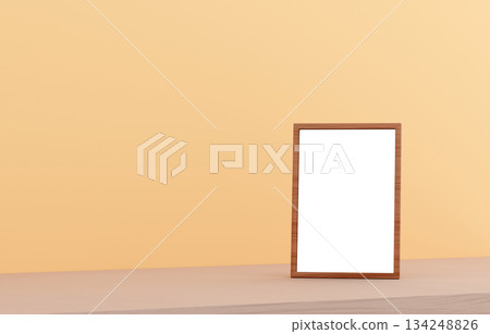 3D material_Photo frame_Yellow background 3D material_Photo frame_Yellow background 134248826