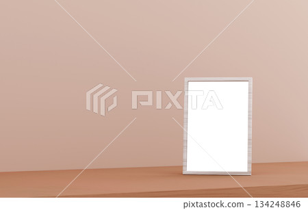 3D material_Photo frame_Beige background 3D material_Photo frame_Beige background 134248846