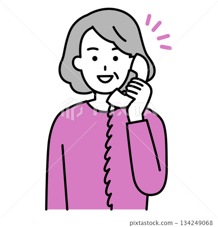 老年婦女透過電話諮詢解決問題 老年婦女透過電話諮詢解決問題 134249068