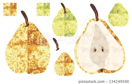 Hand-drawn artistic pear illustration material set Hand-drawn artistic pear illustration material set 134249590