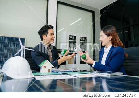 Cutting edge solar panel battery concept with our team of renewable energy engineers Cutting edge solar panel battery concept with our team of renewable energy engineers 134249737