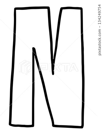Hand drawn N alphabet letter outline for colouring book, tattoo, font, typography, text, message, campaign badge, initials, name design, print, calligraphy, sticker, poster, cute patch, brooch, art Hand drawn N alphabet letter outline for colouring book, tattoo, font, typography, text, message, campaign badge, initials, name design, print, calligraphy, sticker, poster, cute patch, brooch, art 134249754