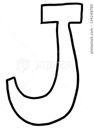 Hand drawn J alphabet letter outline for colouring book, tattoo, font, typography, text, message, campaign badge, initials, name design, print, calligraphy, sticker, poster, cute patch, brooch, art 134249760