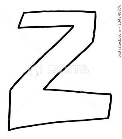 Hand drawn Z alphabet letter outline for colouring book, tattoo, font, typography, text, message, campaign badge, initials, name design, print, calligraphy, sticker, poster, cute patch, brooch, art 134249776