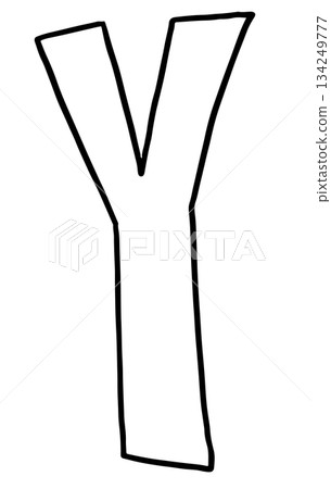 Hand drawn Y alphabet letter outline for colouring book, tattoo, font, typography, text, message, campaign badge, initials, name design, print, calligraphy, sticker, poster, cute patch, brooch, art 134249777