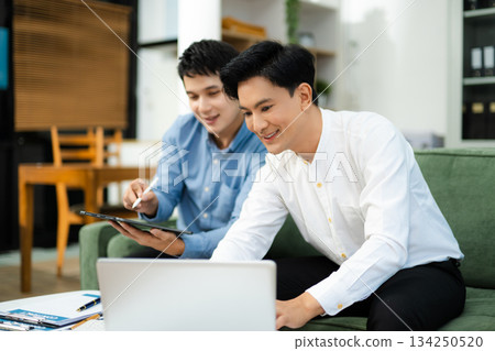 Portrait of success business people working together in modern office. Business teamwork startup 134250520