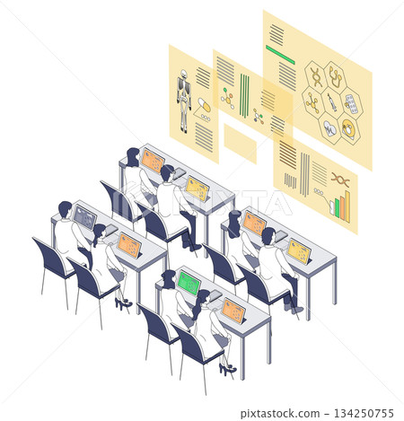 Digital learning scene for doctors undergoing medical training Digital learning scene for doctors undergoing medical training 134250755