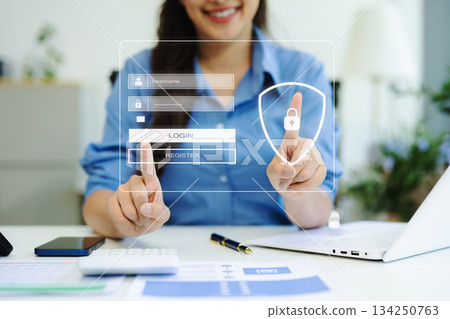 Cyber security concept, Login, User, identification information security and encryption, secure access to user's personal information 134250763