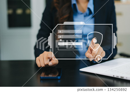 Cyber security concept, Login, User, identification information security and encryption, secure access to user's personal information Cyber security concept, Login, User, identification information security and encryption, secure access to user's personal information 134250892