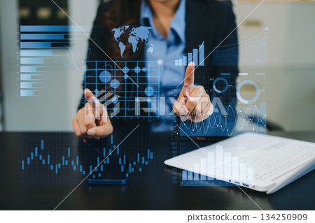 Financial report data of business operations balance sheet and income statement as Fintech concept. Financial report data of business operations balance sheet and income statement as Fintech concept. 134250909
