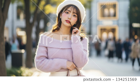 一個可愛的日本女人的肖像 134251569