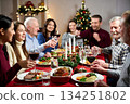 Family at the festive table 134251802