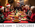 Family at the festive table 134251803
