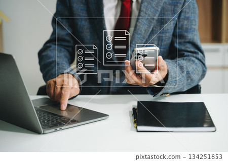 Online business contract Electronic signature, e-signing, digital document management, paperless office, 134251853