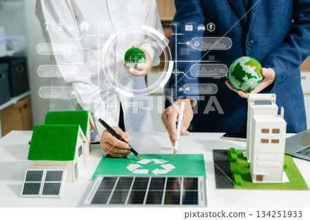 Business team people planning hand using laptop for working technology and business Net zero and carbon neutral Business team people planning hand using laptop for working technology and business Net zero and carbon neutral 134251933