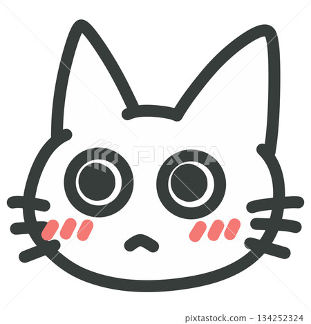 尷尬的貓臉圖示插圖 134252324
