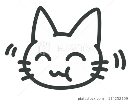 貓臉圖示插圖，正在享用美食 134252399