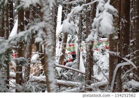 Akita Inland Line train derailment and overturning accident scene 134252562