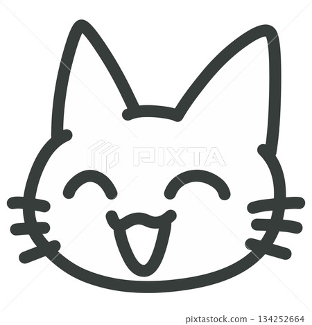 一幅可愛的白貓微笑瞇眼的插圖 134252664