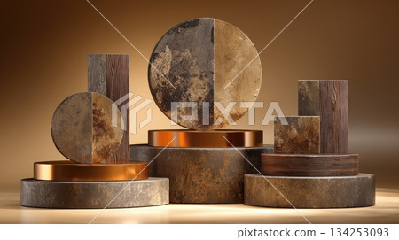 Artistic arrangement of geometric shapes for display Artistic arrangement of geometric shapes for display 134253093
