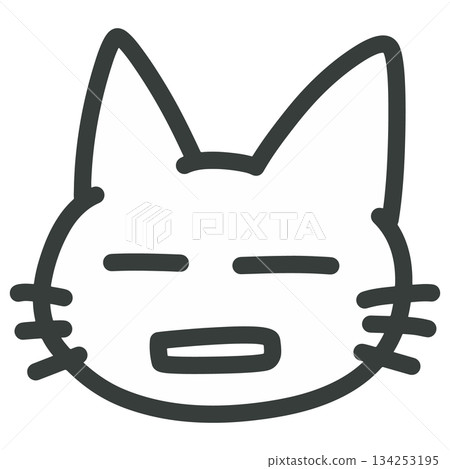 Illustration of a cat with a blank expression 134253195