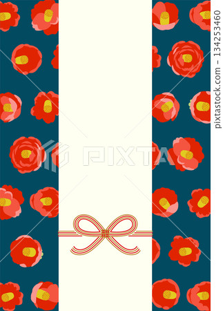 帶有日本山茶花圖案的明信片模板 帶有日本山茶花圖案的明信片模板 134253460