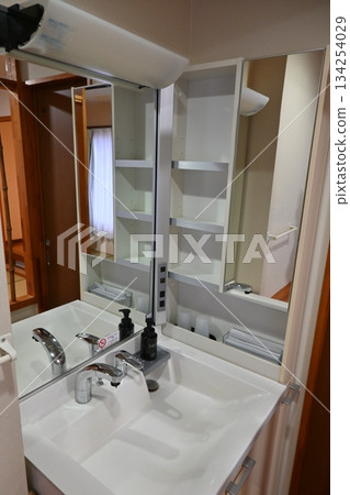 Modern bathroom vanity with mirror and storage 134254029