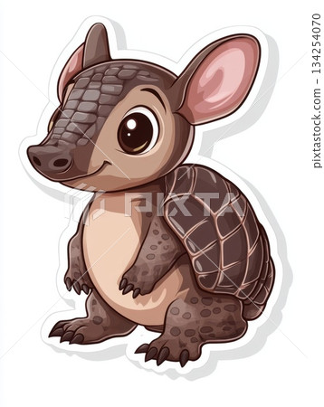Sticker_cute_cheerful_cartoon_armadillo_pup 134254070