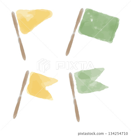 Easy Sunflower Watercolor Series | Color Flag Set (4 Types) Easy Sunflower Watercolor Series | Color Flag Set (4 Types) 134254710