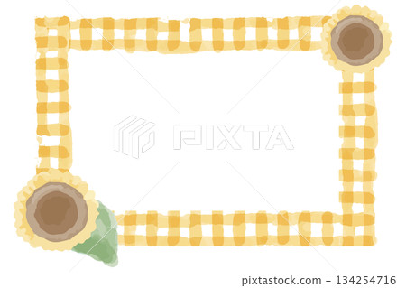 Gentle Sunflower Watercolor Series | Checkered Frame (Sunflower) Gentle Sunflower Watercolor Series | Checkered Frame (Sunflower) 134254716