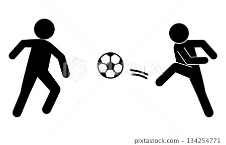 Silhouette illustration of two people playing soccer 134254771