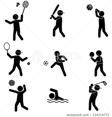 Pictogram illustration set of people playing various sports 134254772