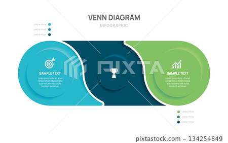 circle venn diagram infographic template 2 area options business infograph vector illustration. 134254849