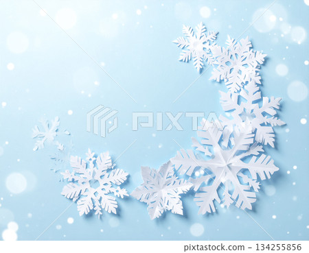 斜向舞動的雪花邊框 | 動態冬季背景素材 134255856