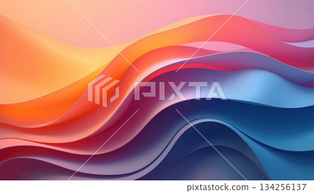 Overlapping Curved Layers Forming A Warm And Cool Color Harmony 134256137