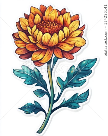 cheerful_cartoon_chrysanthemum 134256141