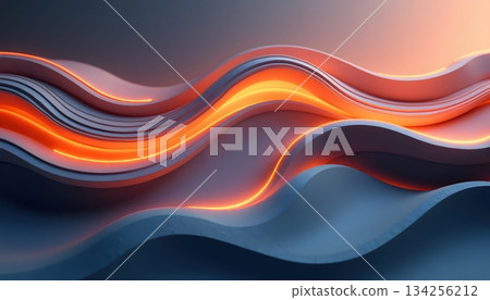 Modern Layered Carvings Forming Smooth And Gently Flowing Abstract Waves 134256212