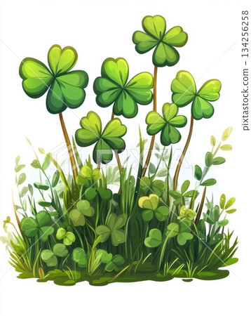 background with green leaves of clover background with green leaves of clover 134256258