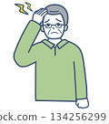 Illustration material of a senior man with a headache 134256299