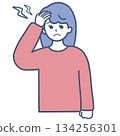 Illustration material of a woman who has a headache 134256301