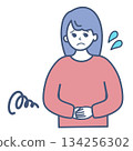 Illustration material of a woman with stomachache 134256302