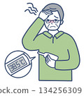 Illustration material of a senior man with a fever 134256309