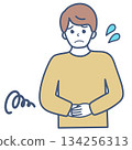 Illustration material of a man with a stomachache 134256313