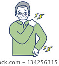 Illustration material of a senior man with shoulder and back problems 134256315
