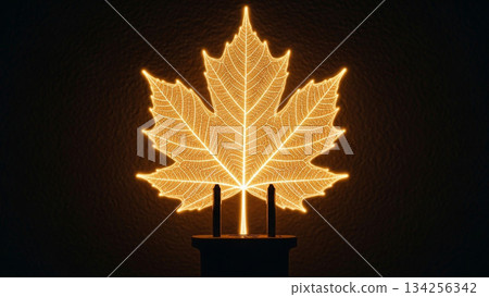 Electric Plug Forming Glowing Leaf Shape Symbolizing Green Energy Electric Plug Forming Glowing Leaf Shape Symbolizing Green Energy 134256342