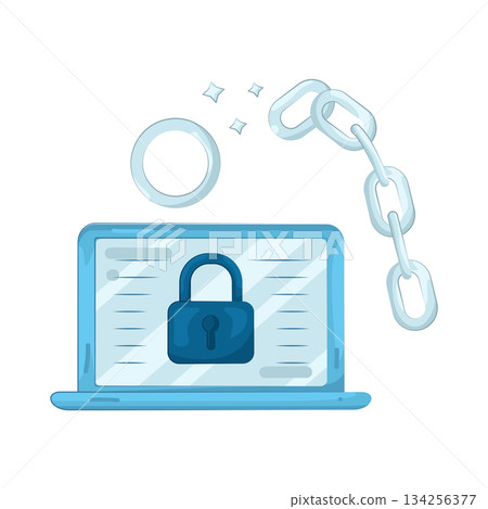 Illustration of locked laptop  134256377