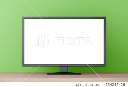 3D材質_電視_綠色背景 134256426