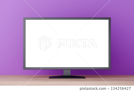 3D材質_電視_紫色背景 134256427