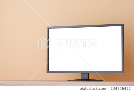 3D材質_電視_橘色背景 134256452